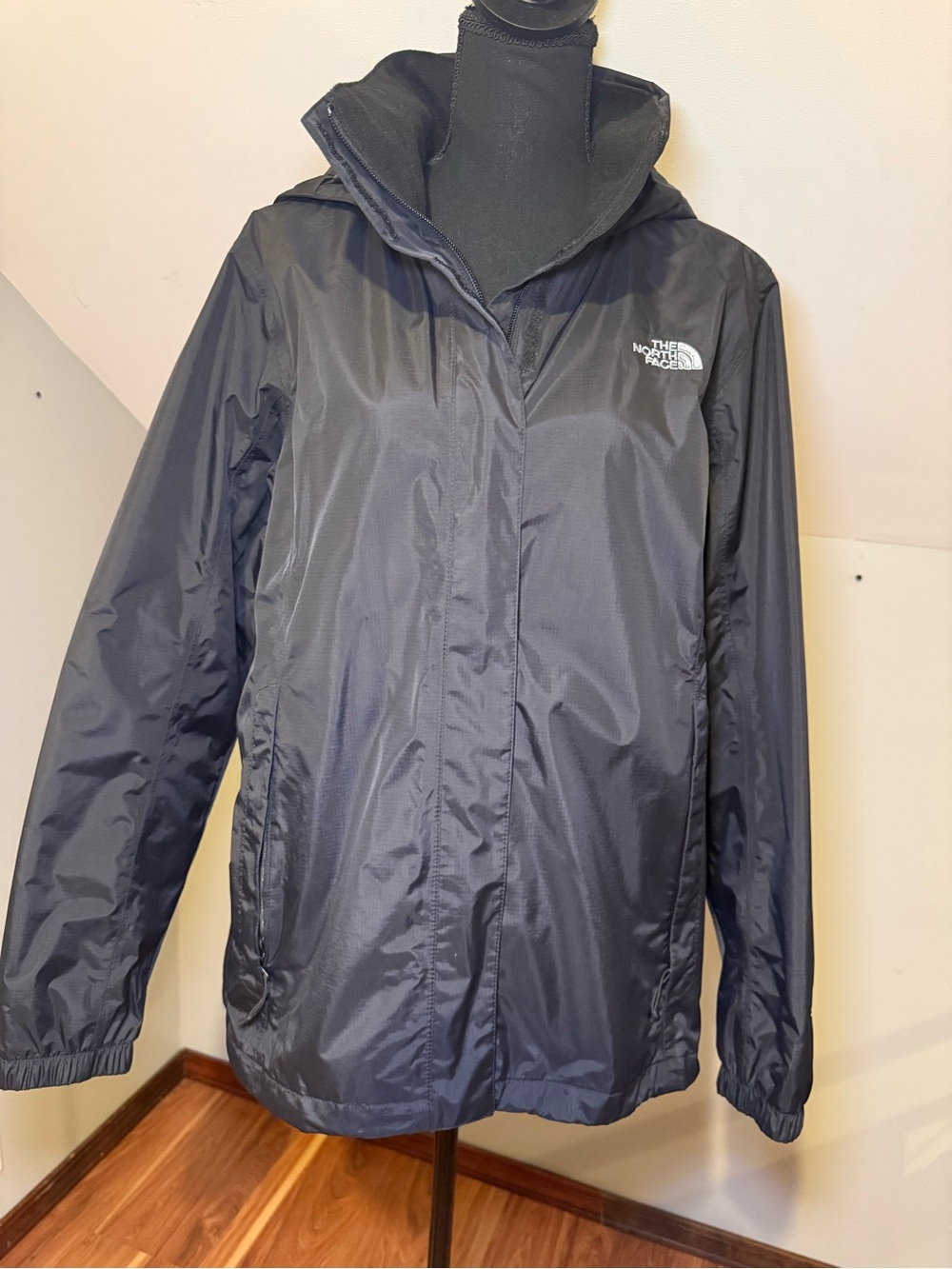 The North Face Black Hooded Windbreaker rain Jacket